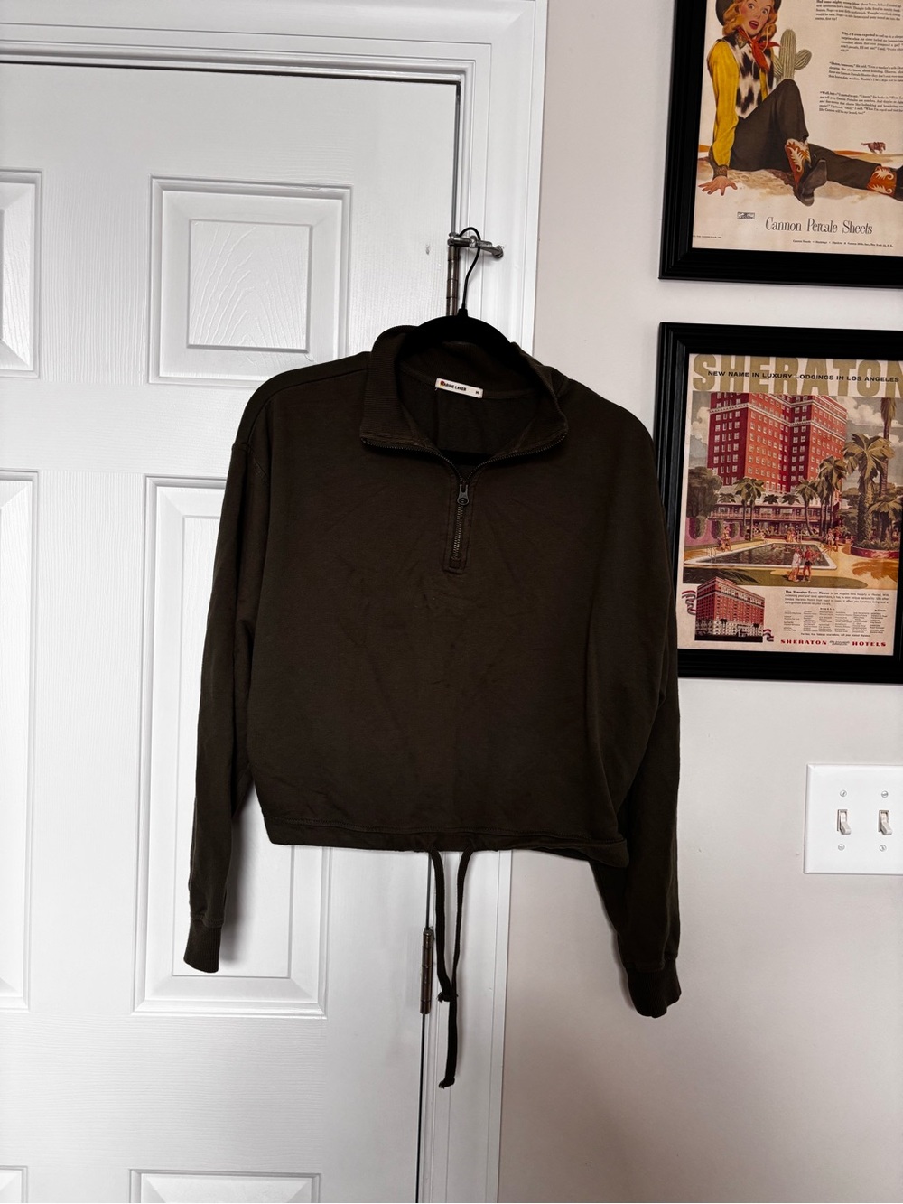 Olive Quarter-Zip Pullover Sweater